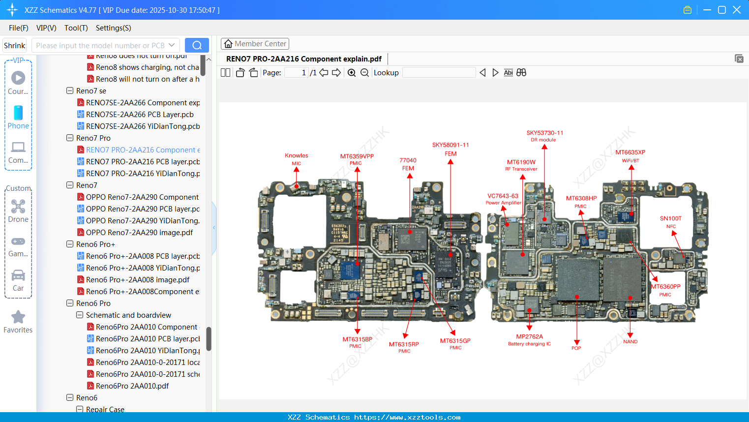 OPPO RENO7 PRO-2AA216 Component Explain
